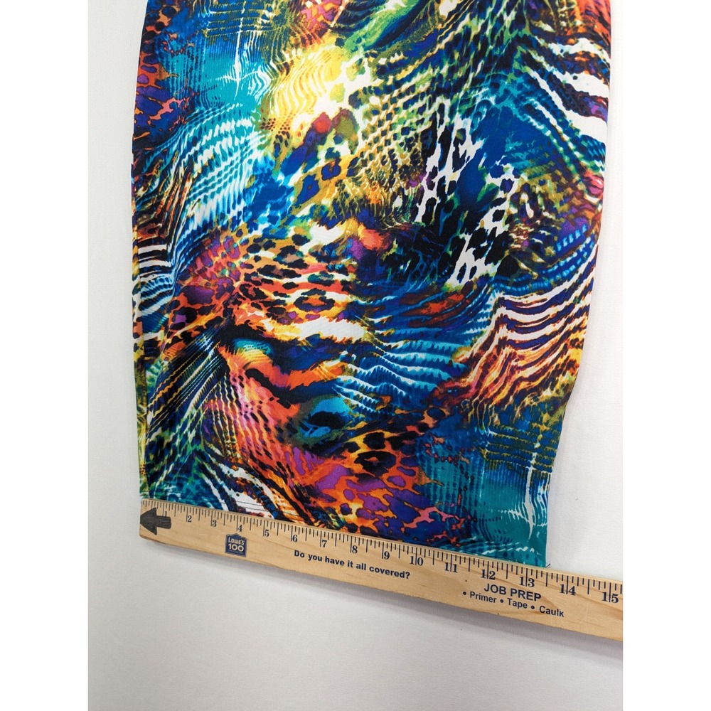 Venus Womens Animal Print Pencil Skirt Multi Color Rainbow High Waist XS‎ USA - Picture 7 of 7